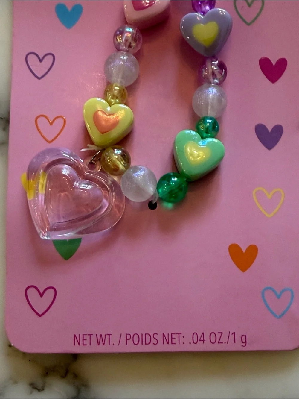NWT iScream Heart Elastic Beaded Pastel Colors Bracelet NO LIP GLOSS